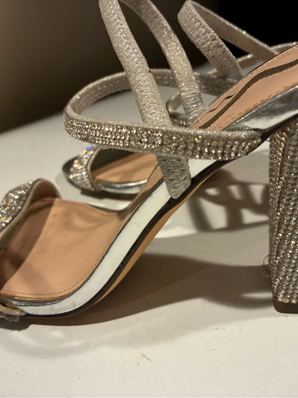 Nina Silver Rhinestone Strappy Heeled Sandals